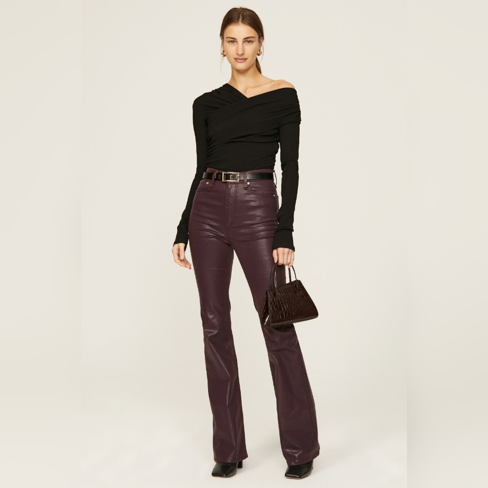 rag & bone Burgundy Leather Boot Cut Pants